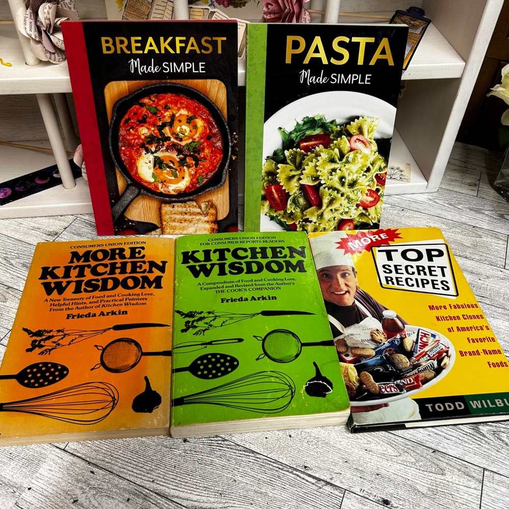 Cookbook Lot of 5: Top Secret Recipes, Kitchen Wisdom, Made Simple Pasta & Break
